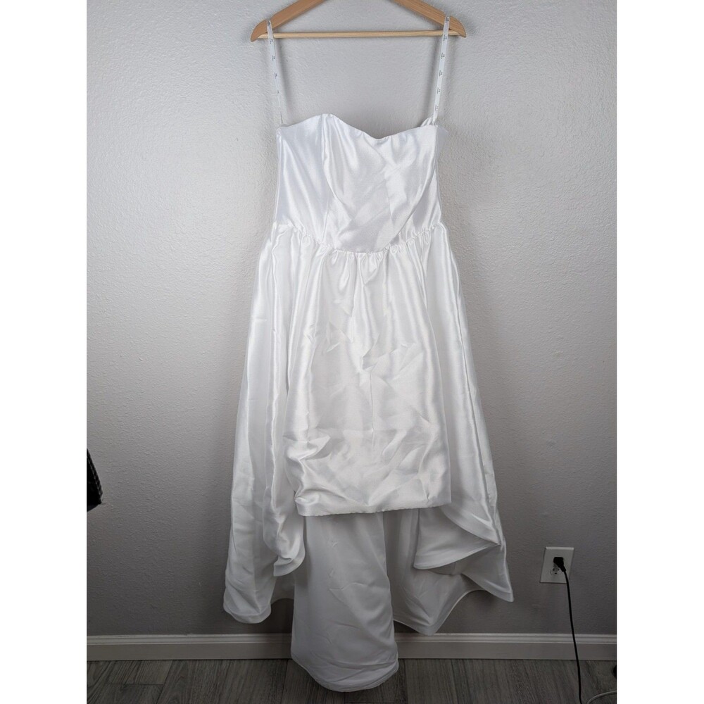 DB Studio Wedding Dress White Strapless High Low Gown 12 NWT